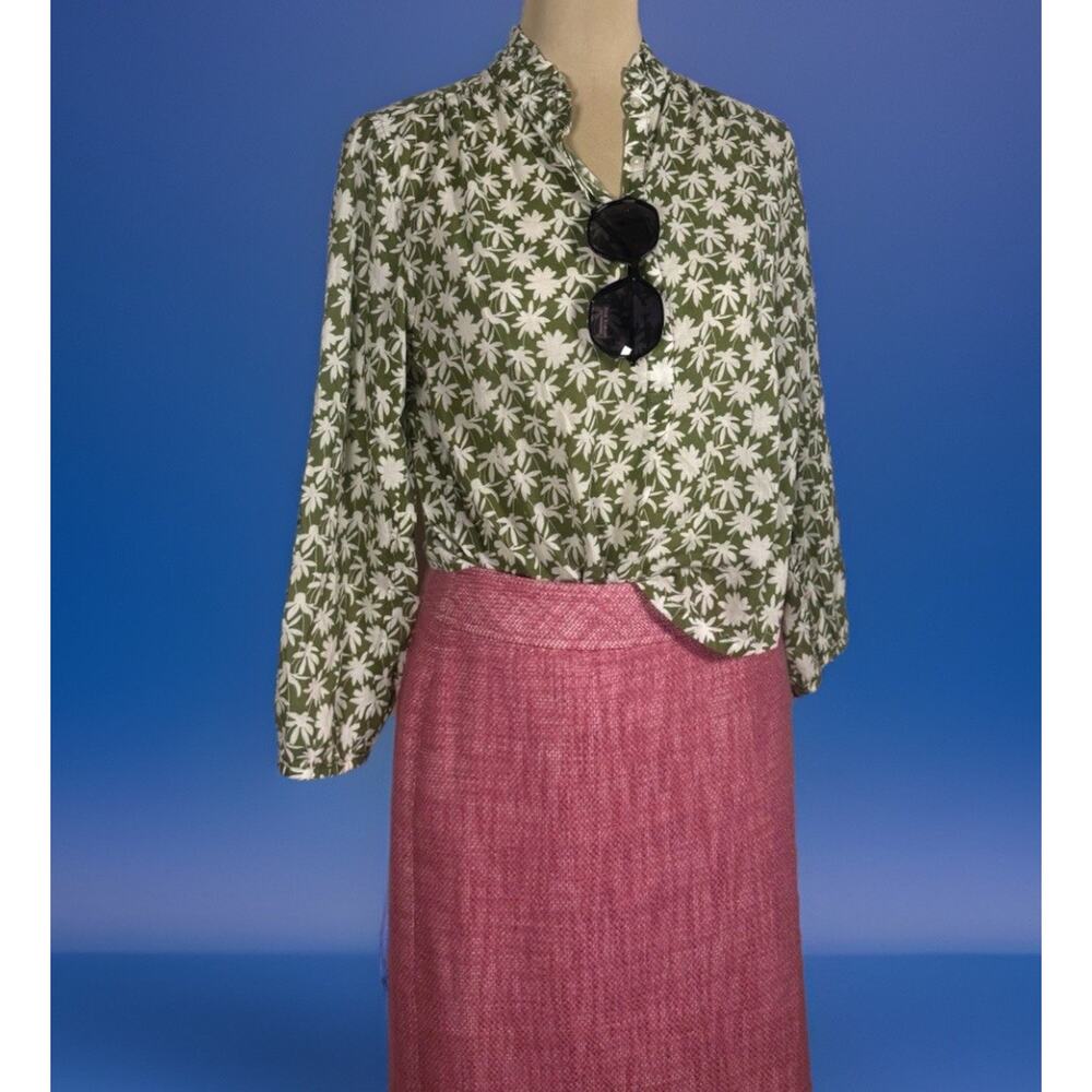 Talbots Pink Tweed Pencil Skirt | Cotton Linen Blend | Barbiecore | Preppy | Fun